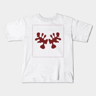 Dark Red Abstract Design with Stitched Edge Kids T-Shirt